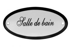 Plaque de porte ovale émaillée "Salle de bain" 100x50 mm