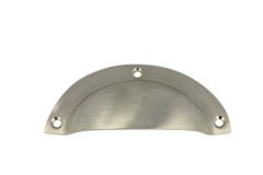 Poignée coquille coulée nickel satiné 100x40mm 70 gr