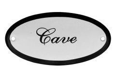 Plaque de porte ovale émaillée "Cave" 100x50 mm