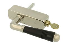 Poignée de fenêtre à clé (1908) laiton nickelé bois d'ébène