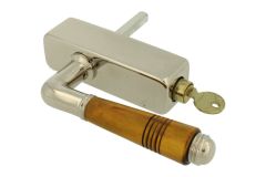 Poignée de fenêtre à clé (1908) laiton nickelé en corne